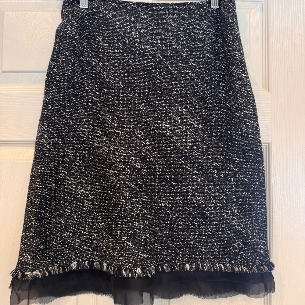 Lafayette 148 New York Black Tweed A-Line Skirt